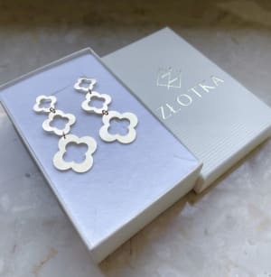 Złote kolczyki 585 WISZĄCE KWIATKI - miniatura 3