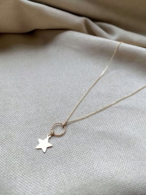 Złoty naszyjnik 585 GWIAZDKA, KÓŁKO - miniatura 1