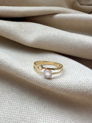 Złoty pierścionek 585 KÓŁKA Z CYRKONIAMI - miniatura 1