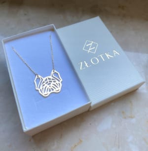 Złoty naszyjnik 585 PIESEK, BULDOG ORIGAMI - miniatura 3