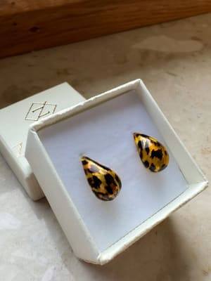 Złote kolczyki 585 KROPLE, KROPELKI PANTERKA - miniatura 3