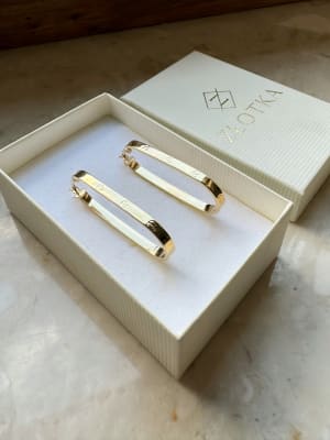 Złote kolczyki 585 OWALNE DUŻE - miniatura 3