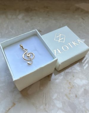 Złota zawieszka próba 585 KLUCZ WIOLINOWY - miniatura 3