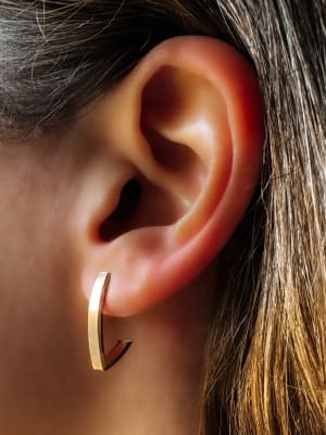 Złote kolczyki 585 ASYMETRYCZNE ŁUKI - miniatura 2