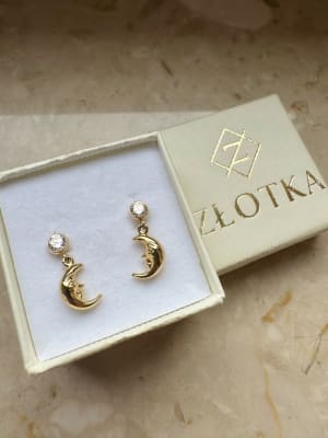 Złote kolczyki 585 WISZĄCE KSIĘŻYCE - miniatura 3