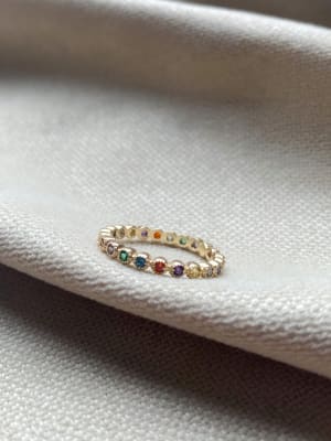 Złoty pierścionek 585 OBRĄCZKA KOLOROWA - miniatura 2