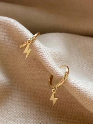 Złote kolczyki 585 KÓŁKA Z BŁYSKAWICĄ - miniatura 1