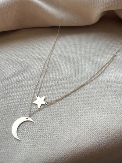 Złoty naszyjnik 585 KSIĘŻYC I GWIAZDKA