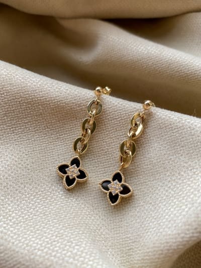 Złote kolczyki próba 585 WISZĄCE KWIATKI