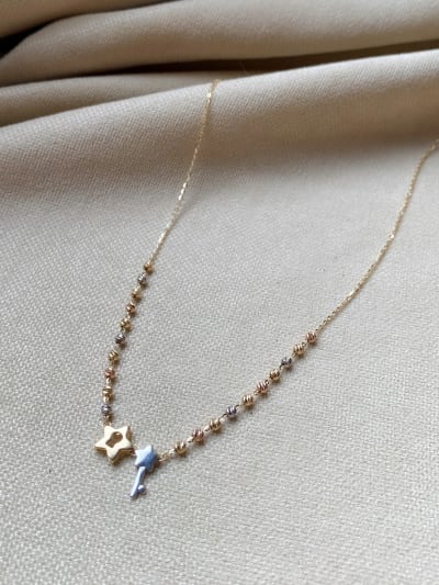 Złoty naszyjnik 585 KŁÓDKA Z KLUCZYKIEM