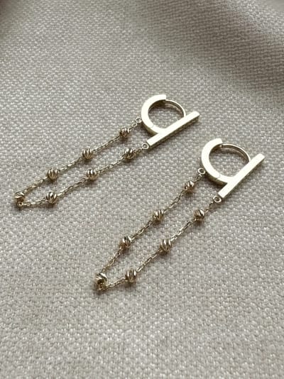 Złote kolczyki próba 585 WISZĄCE Z KULKAMI