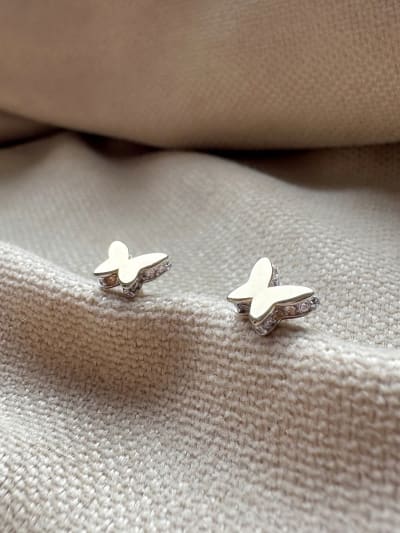 Złote kolczyki 585 MOTYLKI Z CYRKONIAMI