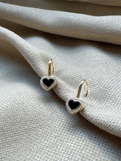 Złote kolczyki 585 SERDUSZKA Z CYRKONIAMI ZAPIĘCIE ANGIELSKIE