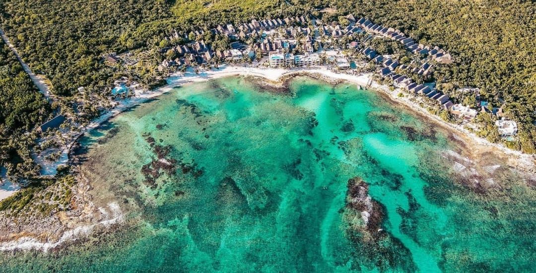 Snorkelling in the clear protected bay at Paamul south of Playa del Carmen