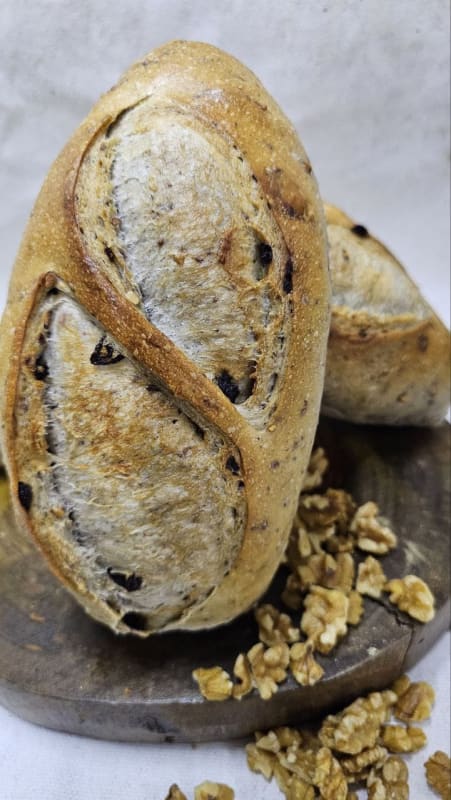 Pão de Nozes com Passas - Fermentação Natural
