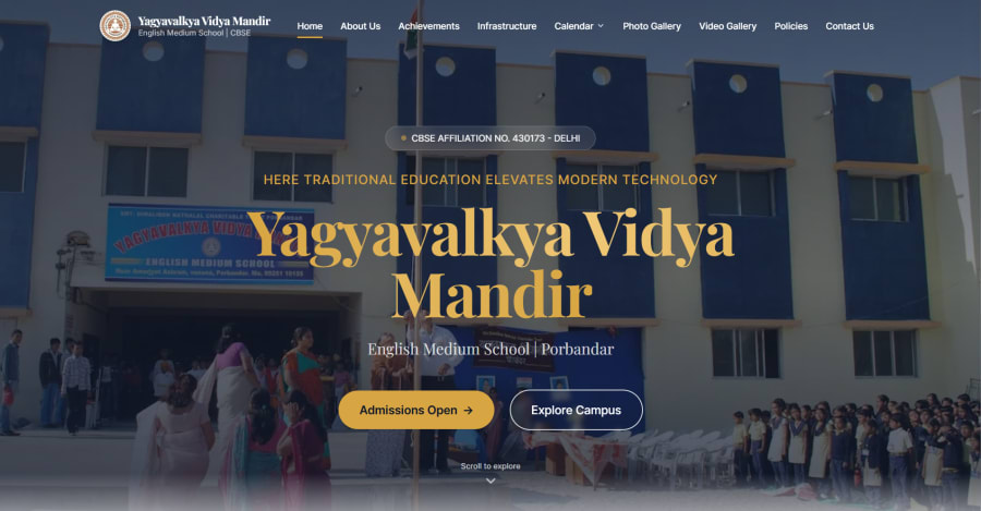 Yagyavalkya Vidya Mandir Website project preview