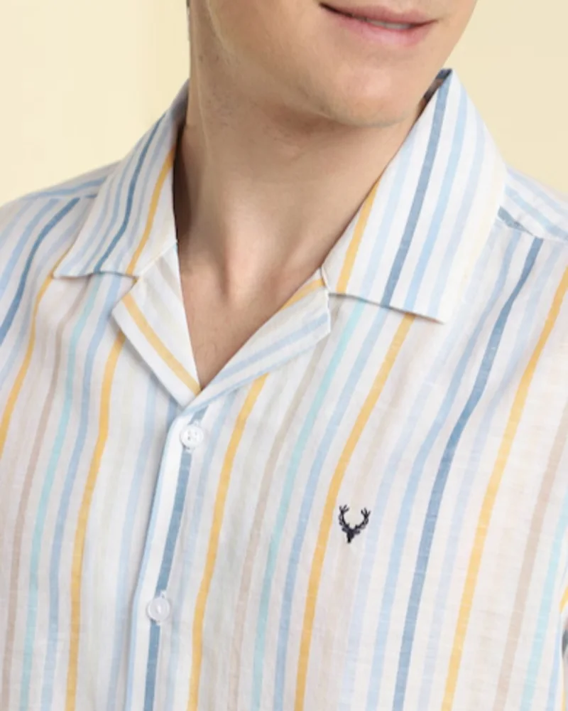 Men White Stripe Casual Shirts - View 4