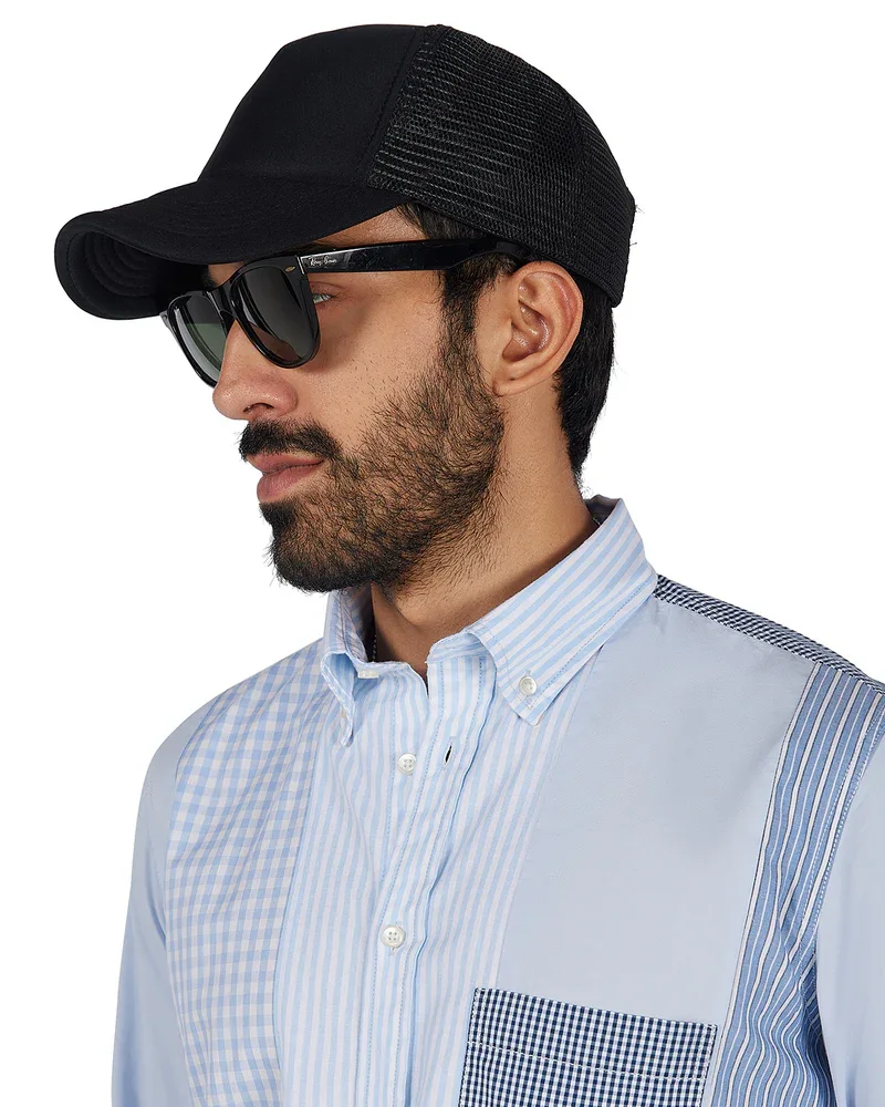 Blue Oxford Patchwork Shirt - View 2