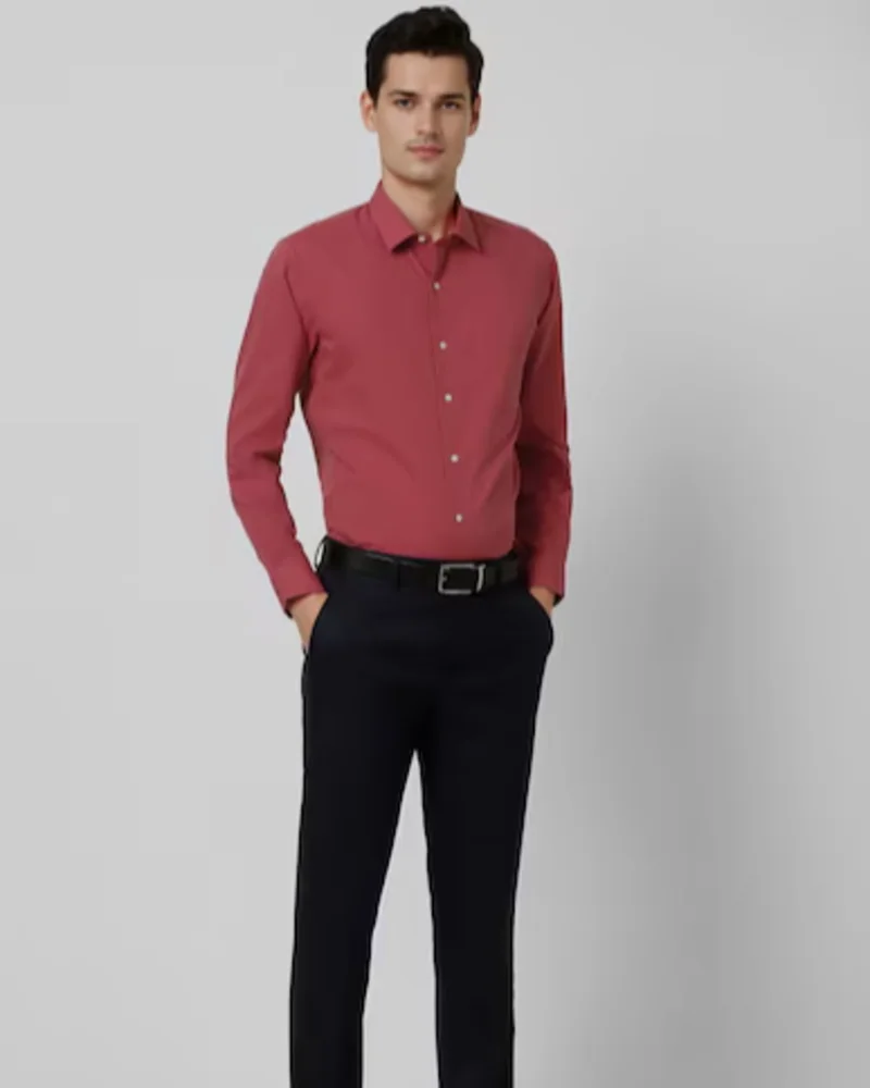 Men Red Full Sleeves Formal Shirt - View 2
