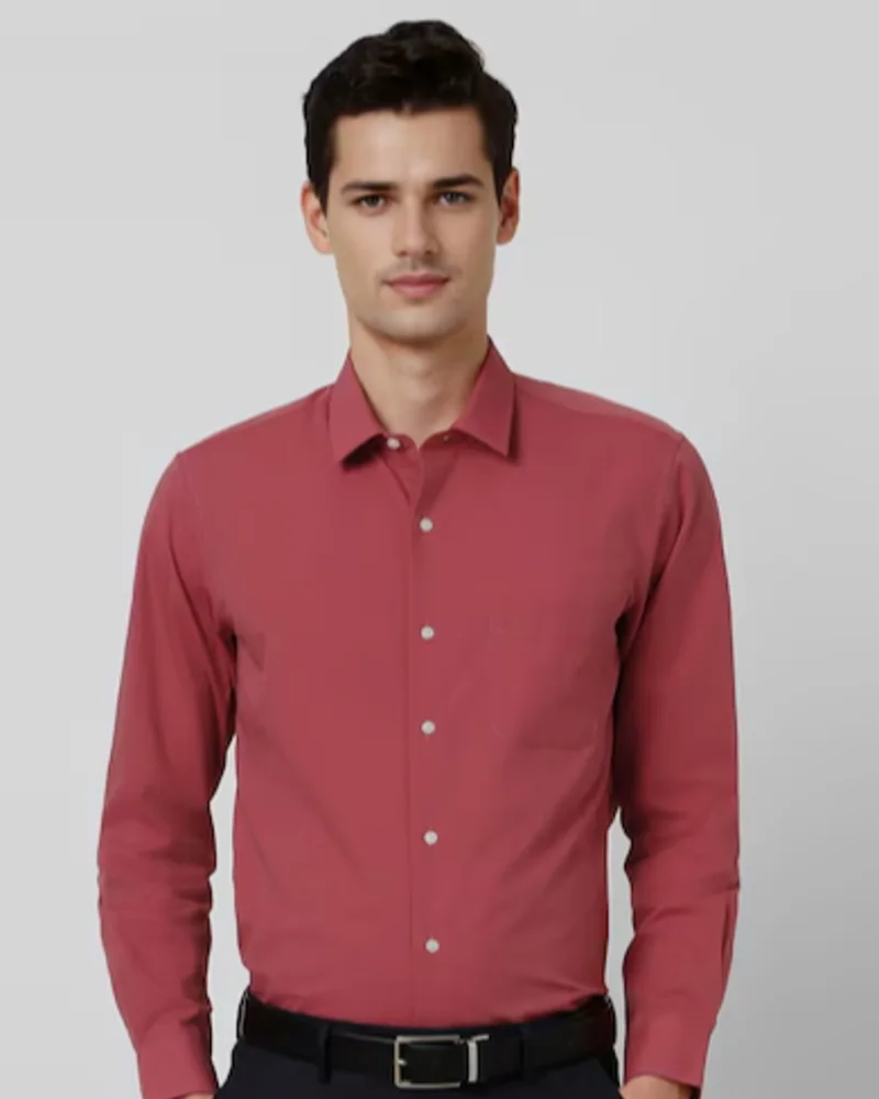 Men Red Full Sleeves Formal Shirt