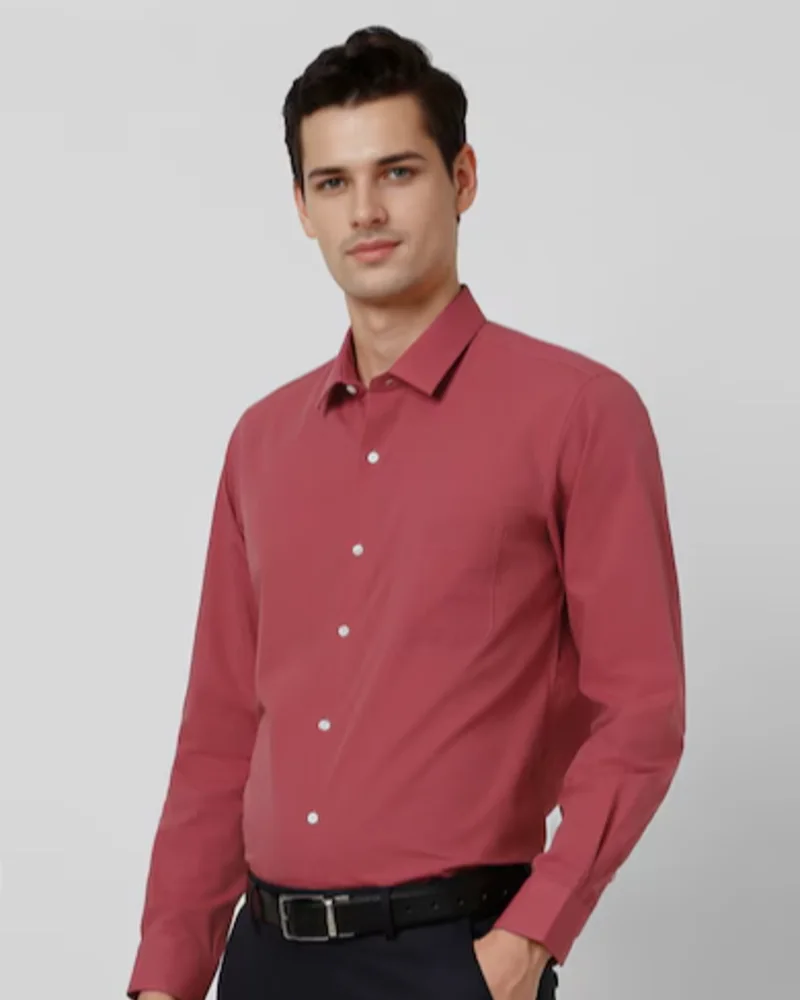 Men Red Full Sleeves Formal Shirt - View 4