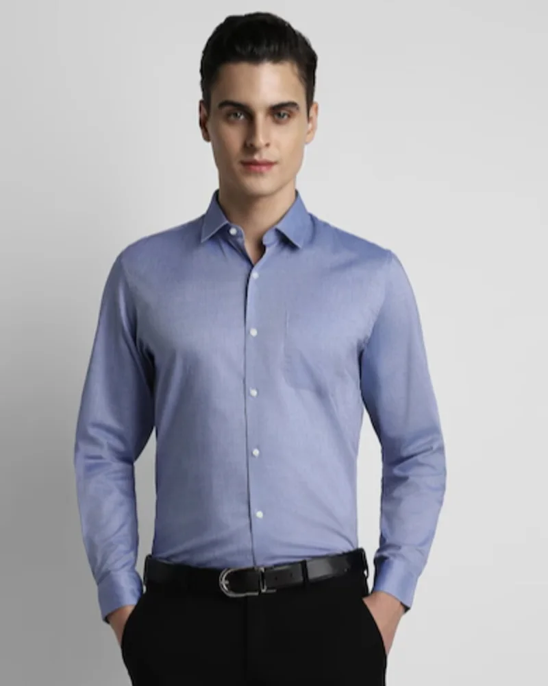 Men Blue Full Sleeves Formal Shirt