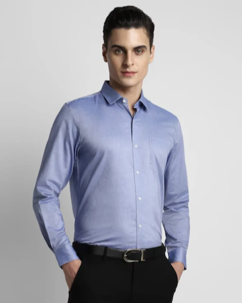 Men Blue Full Sleeves Formal Shirt - View 3