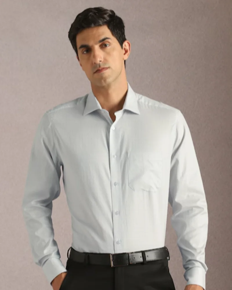 Men Grey Textured Formal Shirt