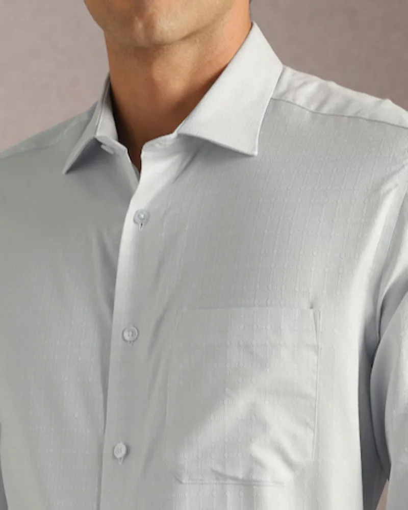 Men Grey Textured Formal Shirt - View 4