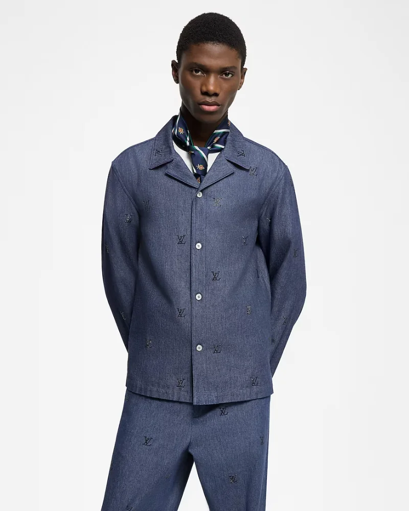 LV Blason Embellished Denim Shirt - View 2
