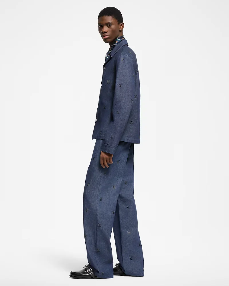 LV Blason Embellished Denim Shirt - View 4