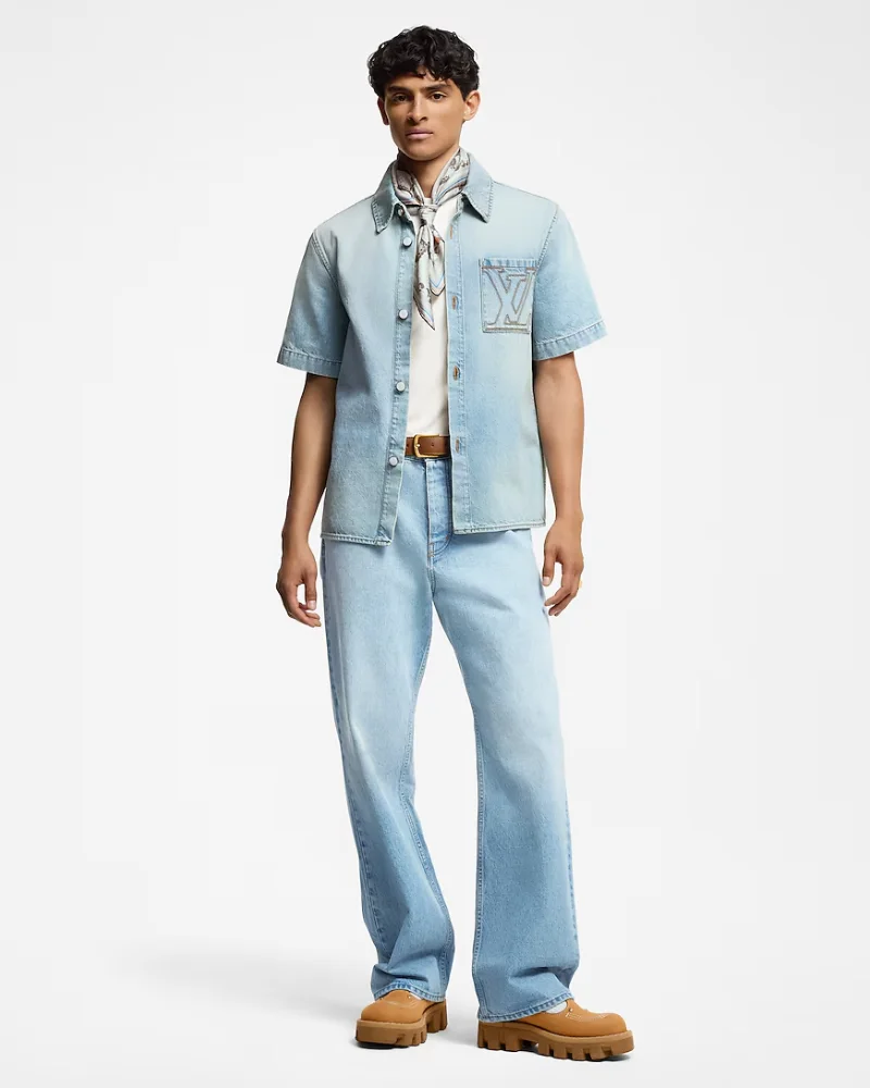 Short-Sleeved Denim Shirt - View 4
