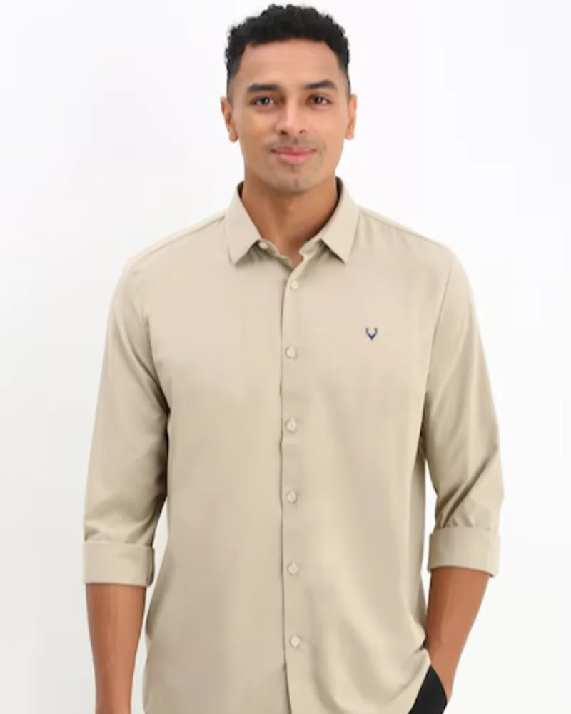 Men Khaki Super Slim Fit Casual Shirts