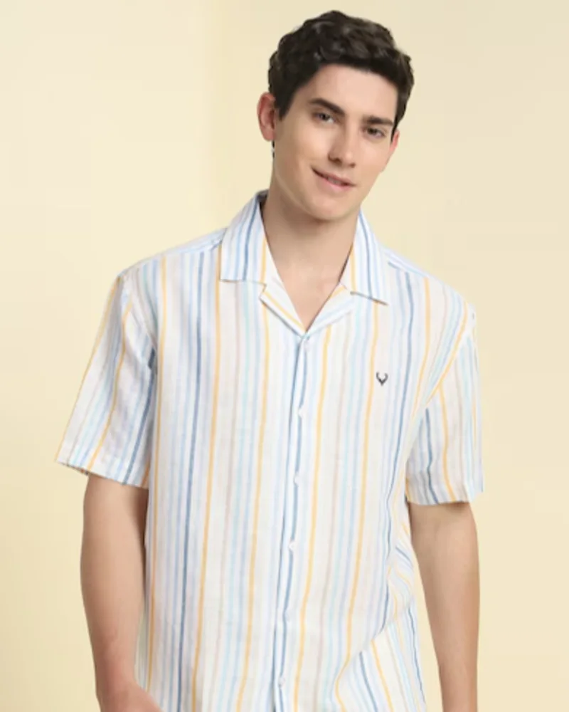 Men White Stripe Casual Shirts