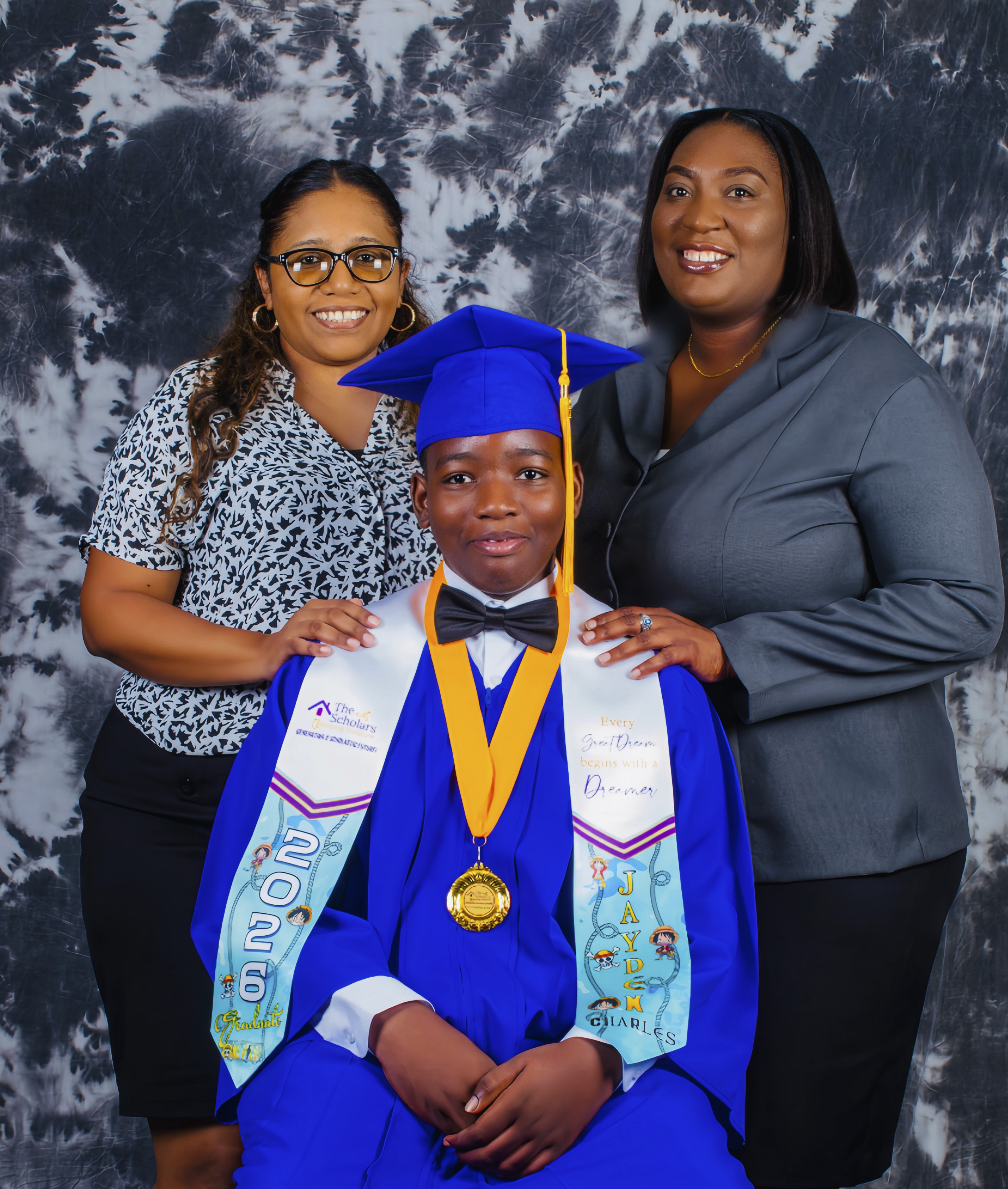 Jayden, Mrs. Ali and Miss Duncan.