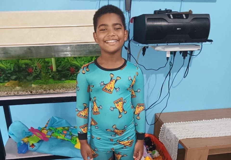 Damarion in his pajamas.