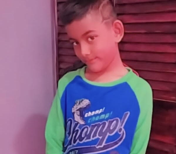 Arjun in his pajamas.