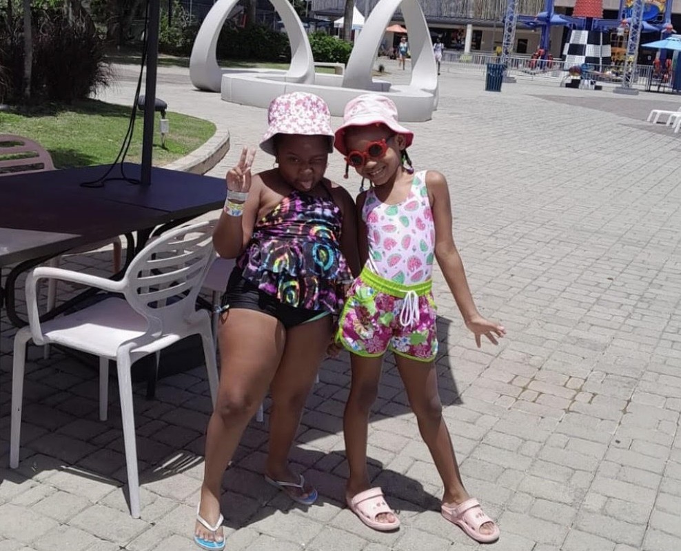 Zola and Shamya at Five Islands.