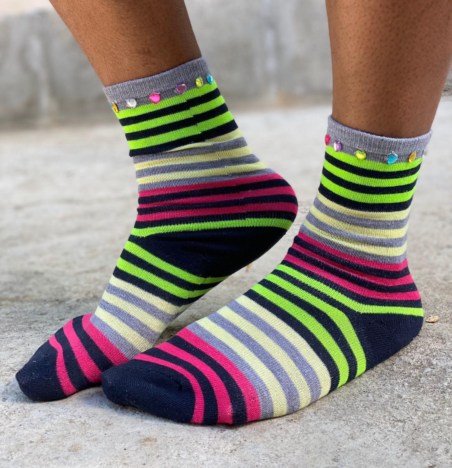 Miss Duncan in her fancy sock.