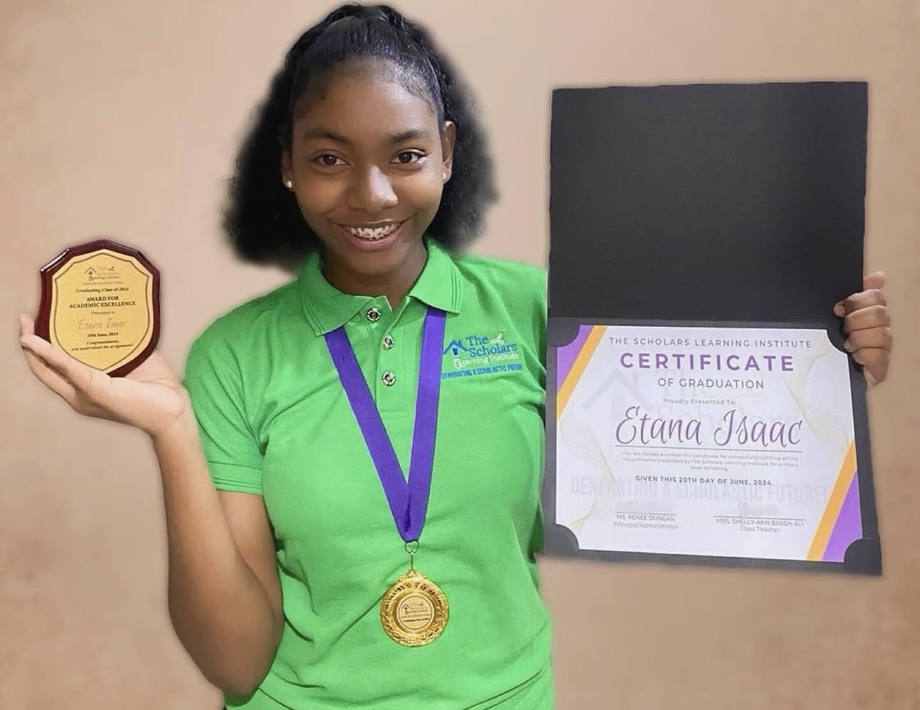 Etana on STD 5 graduation day.