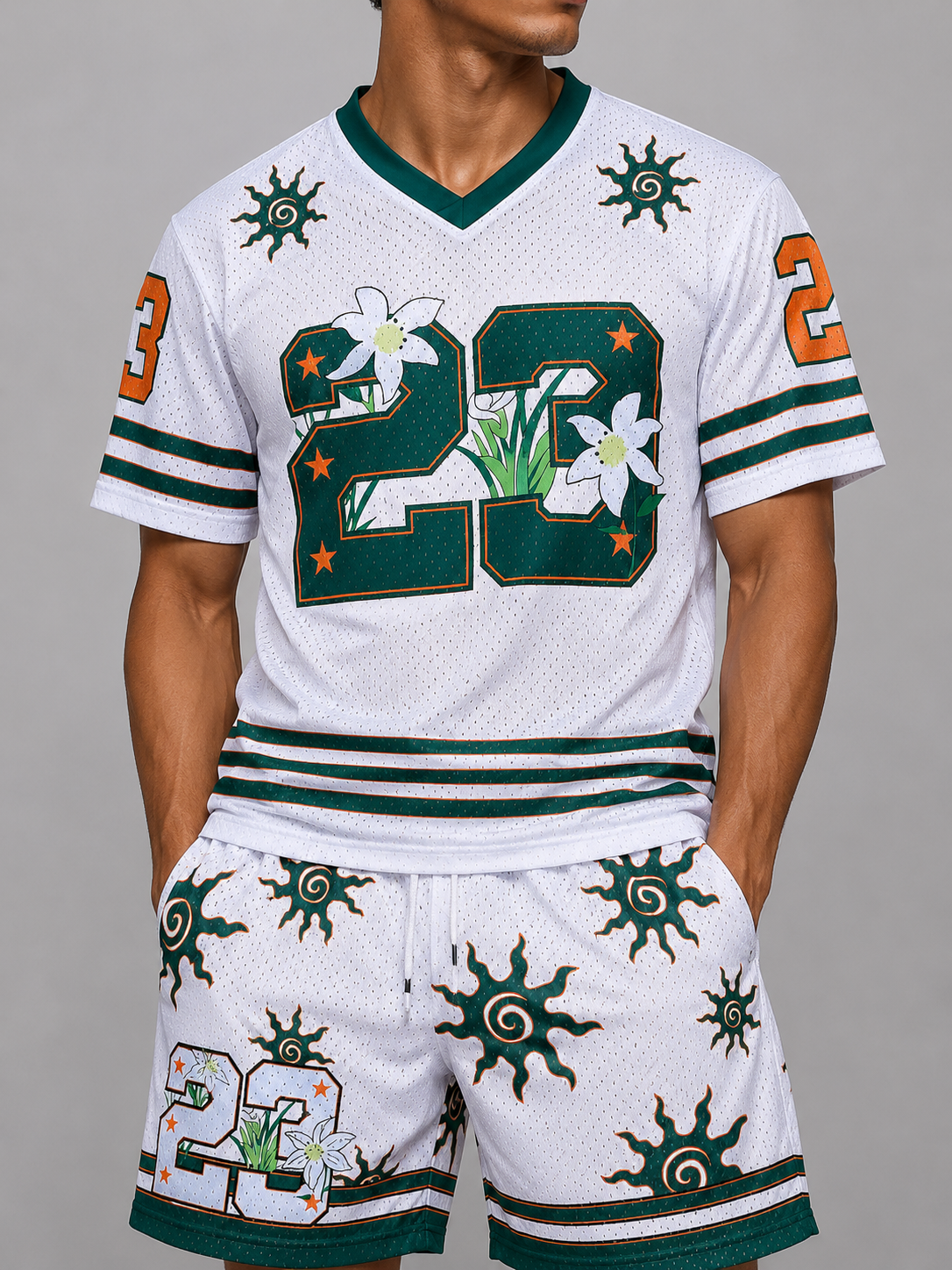 100 Pieces White Jersey T-Shirt and Short