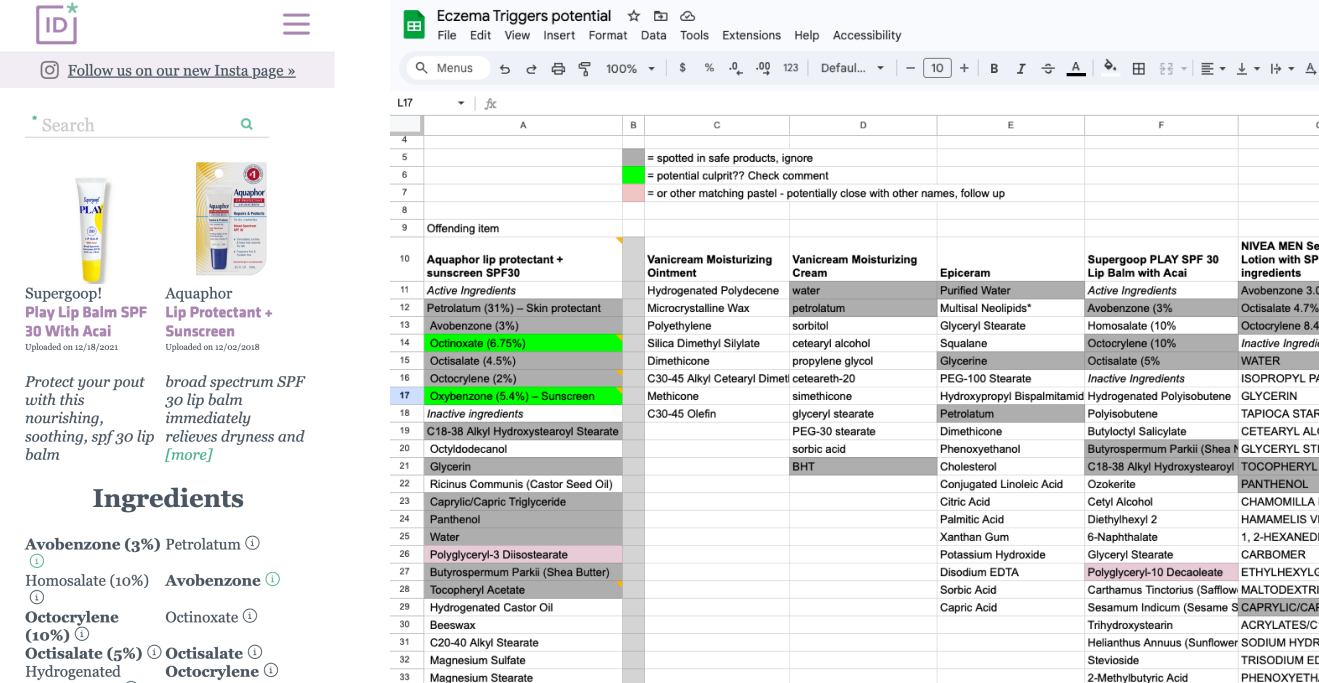 Comparison of existing 2-product table view and a multi-product spreadsheet