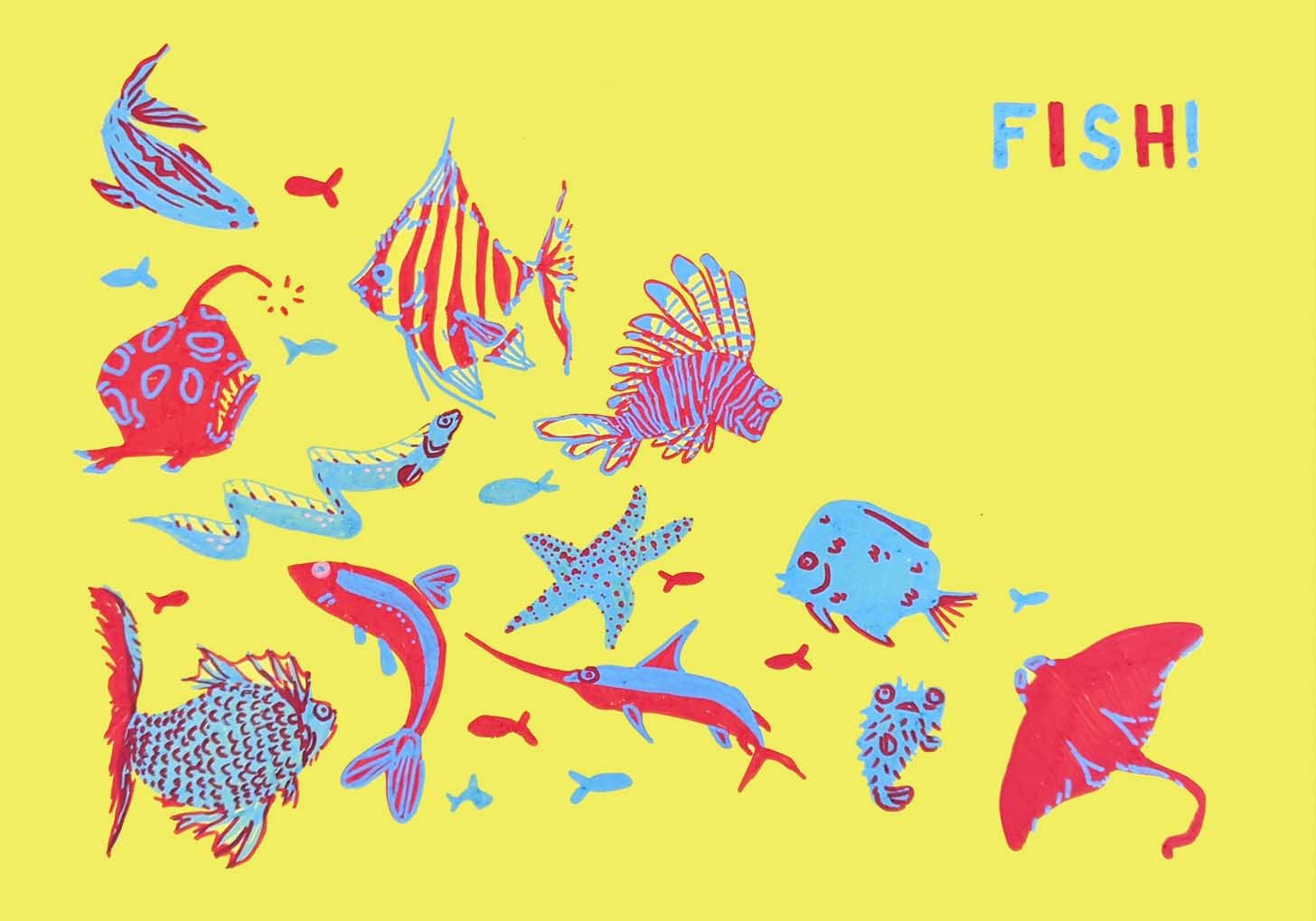Fish! — gouache and ink