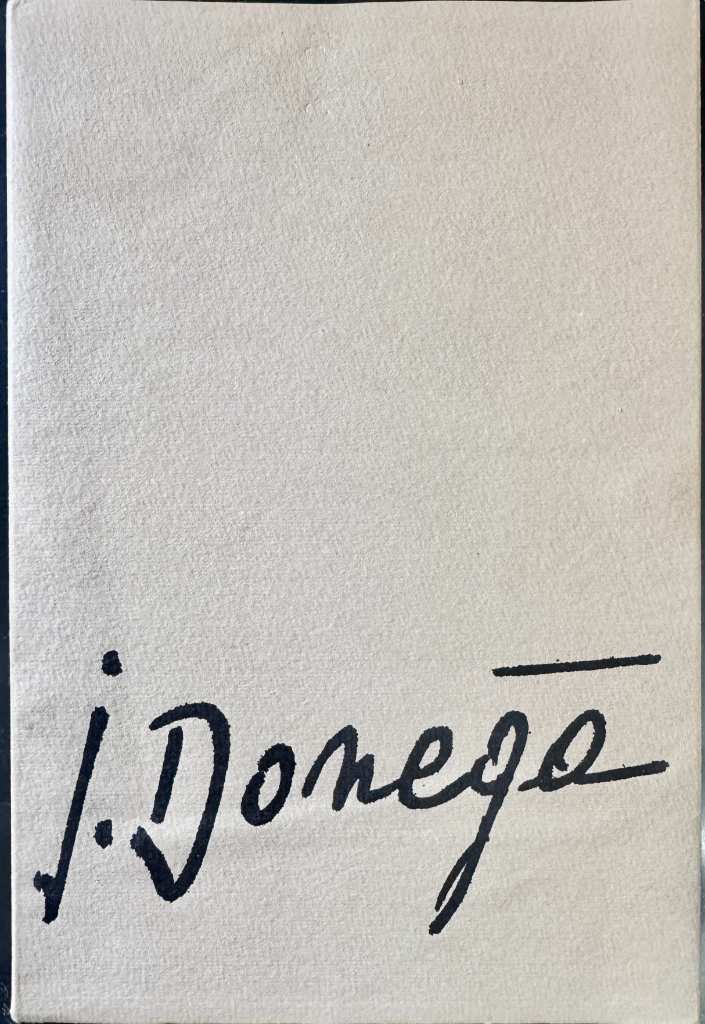 Laid-paper cover of 1963 Gianfranco Donegà exhibition catalogue from Konstsalongen Samlaren Stockholm with stylised signature