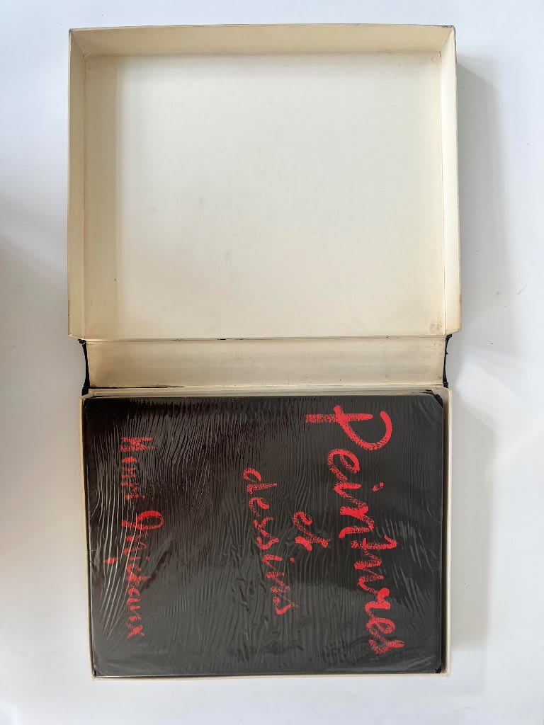 First edition of Henri Michaux Peintures et Dessins 1946 in black morocco binding with original cream slipcase on neutral bac