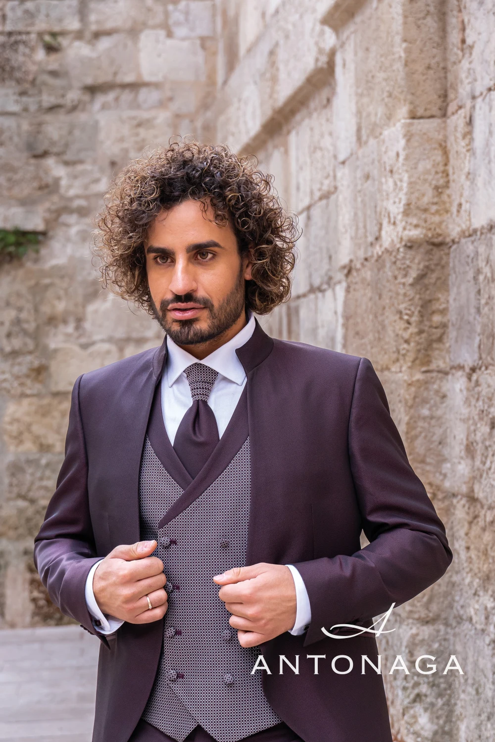 Traje SICILIA marrón con marrón con solapa de sin solapa — Antonaga FANTASIA — vista lateral