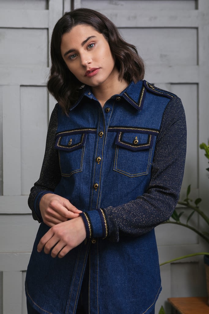 CAMISA DENIM COMBINADA VAQUERO