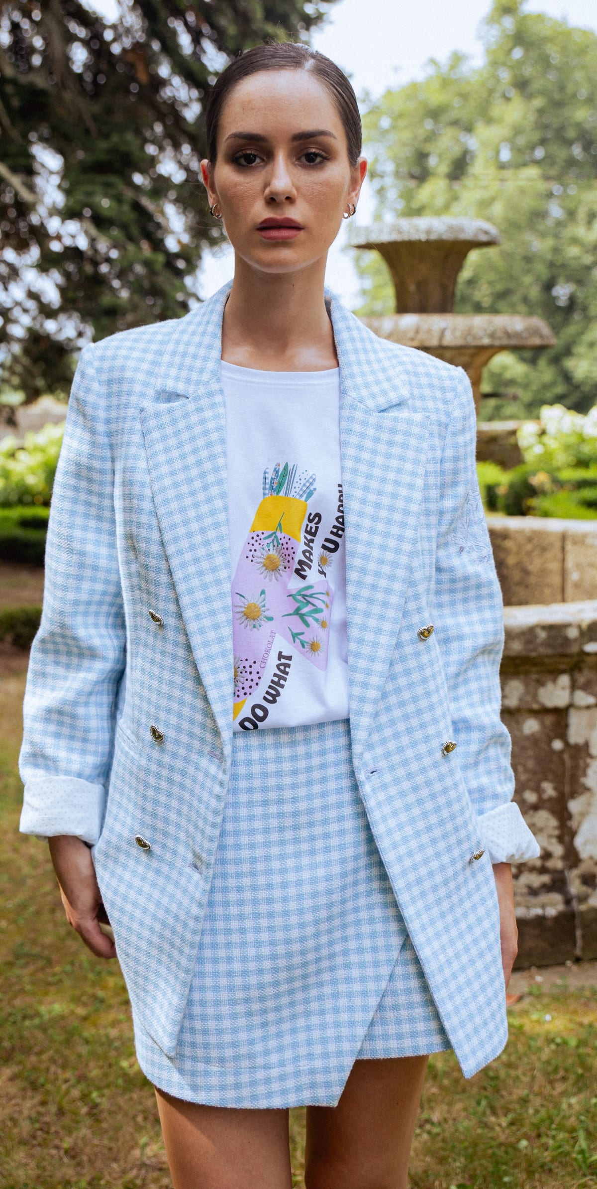 BLAZER TWEED VICHY AZUL
