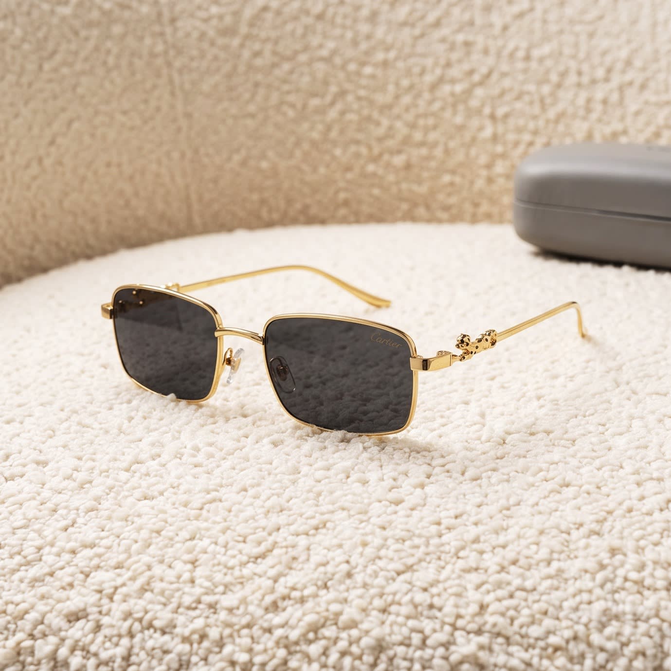 Cartier Panthère Rectangular Metal Sunglasses - view 1