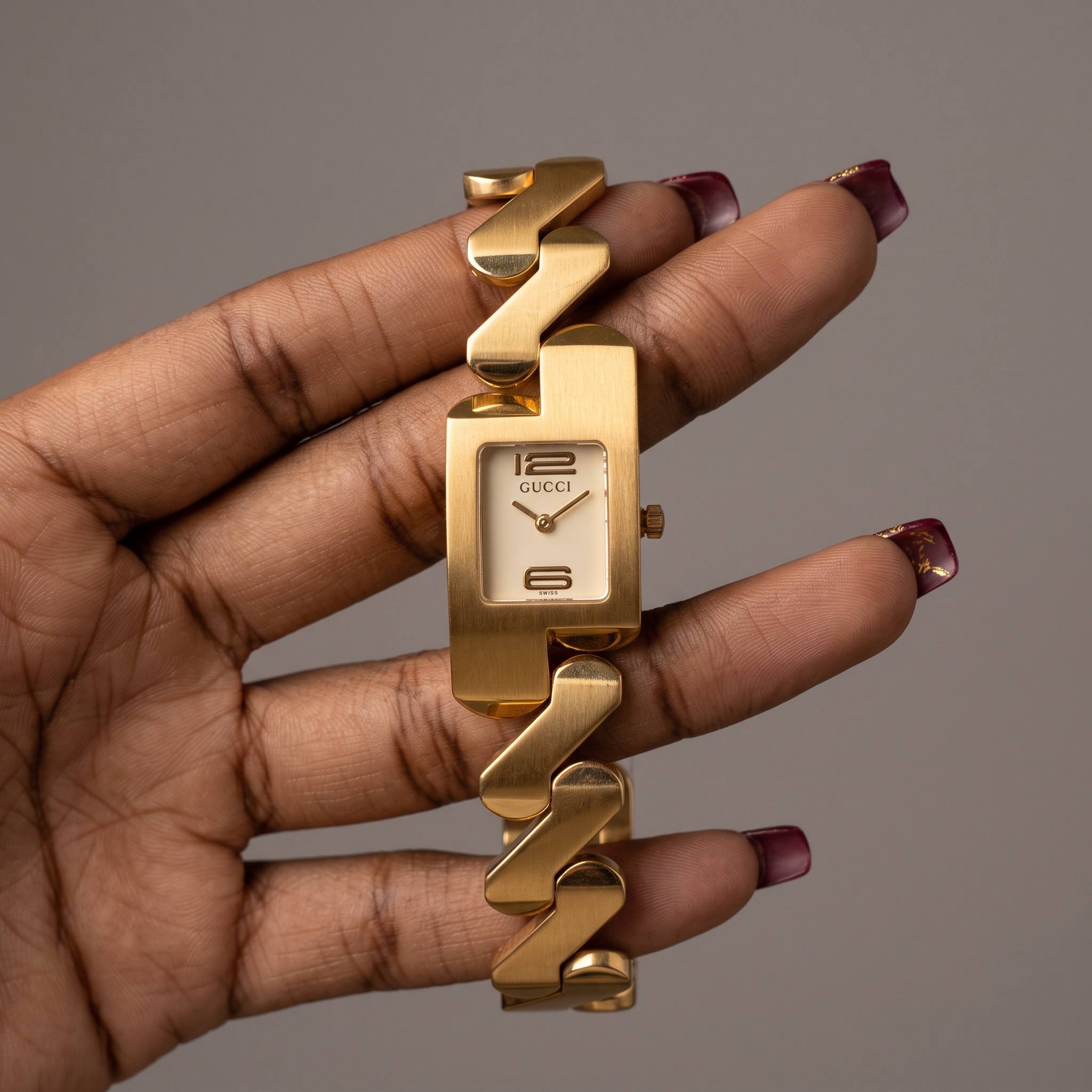 Gucci Gold-Tone Rectangular Bracelet Watch